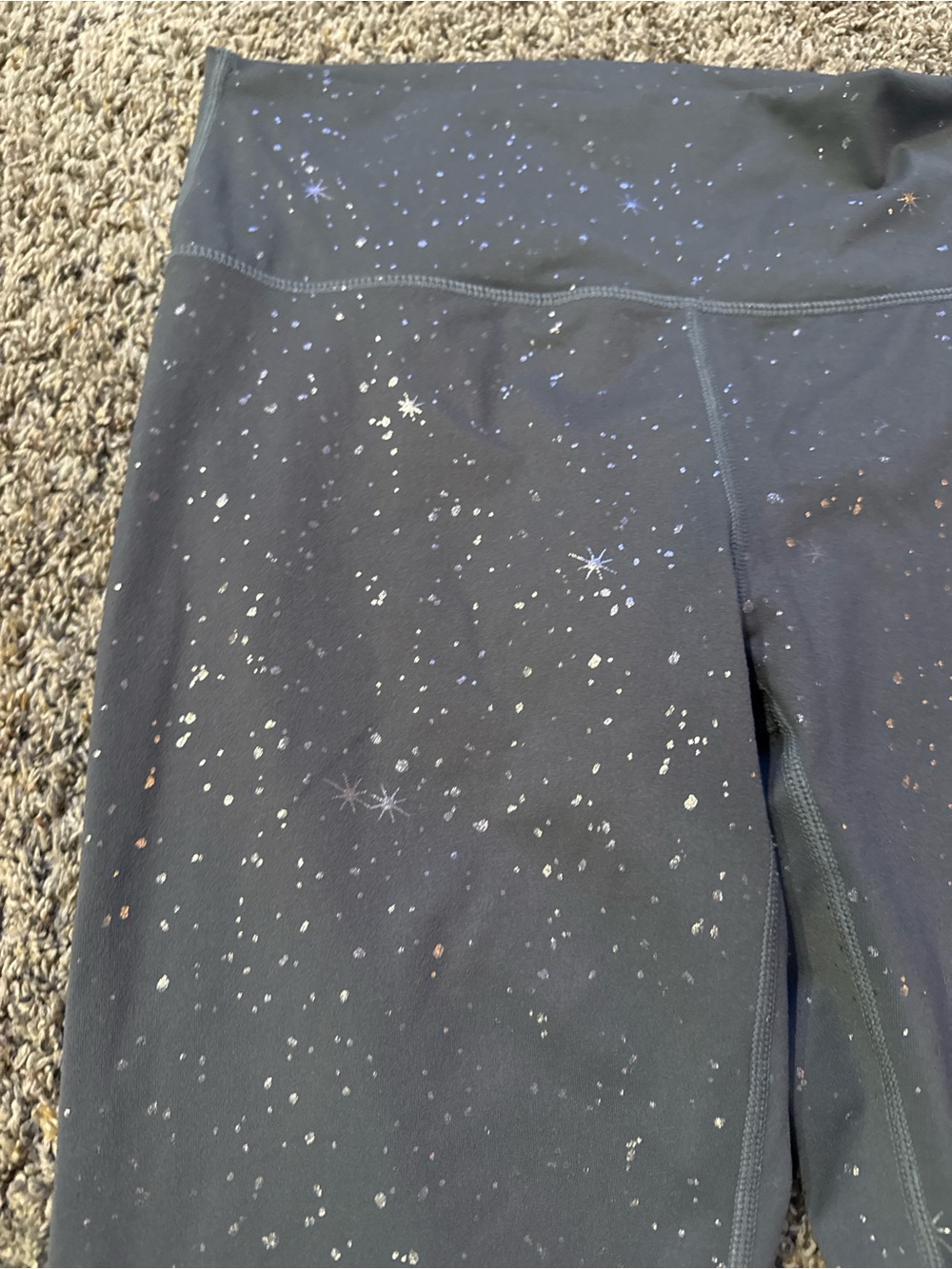 Fabletics Gray Leggings with Metallic Speckle and Star Print